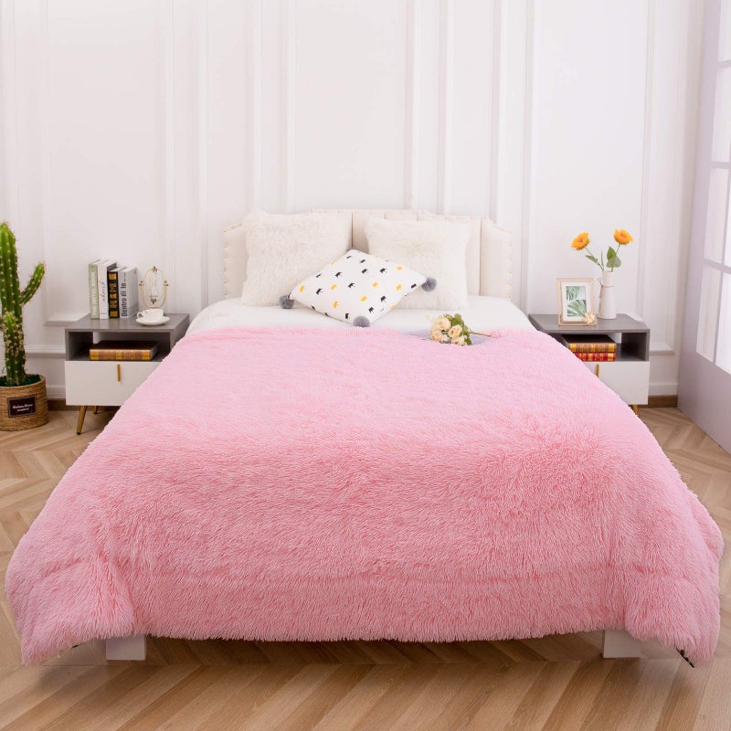 ST. BRIDGE Faux Fur Throw Blanket, Super Soft Lightweight Shaggy Fuzzy Blanket Warm Cozy Plush Fluffy Decorative Blanket for Couch,Bed, Chair(50"x60", Pink) - Image 3
